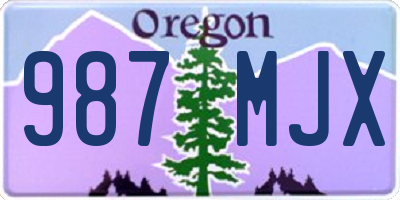 OR license plate 987MJX