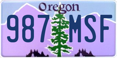 OR license plate 987MSF