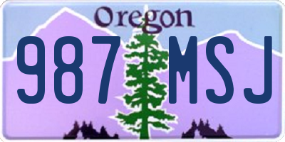 OR license plate 987MSJ