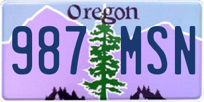 OR license plate 987MSN