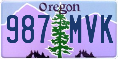 OR license plate 987MVK