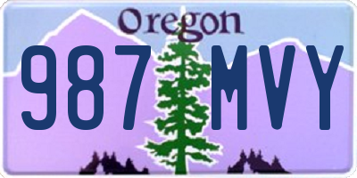OR license plate 987MVY