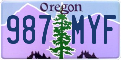 OR license plate 987MYF
