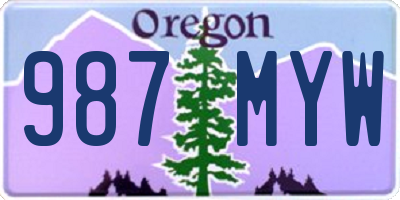 OR license plate 987MYW