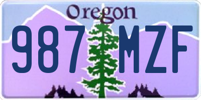 OR license plate 987MZF
