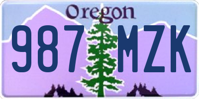 OR license plate 987MZK