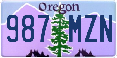 OR license plate 987MZN