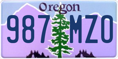 OR license plate 987MZO