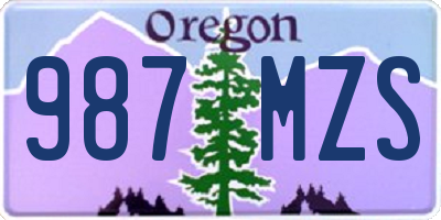OR license plate 987MZS