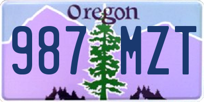 OR license plate 987MZT