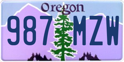 OR license plate 987MZW