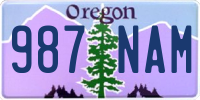OR license plate 987NAM