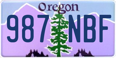 OR license plate 987NBF