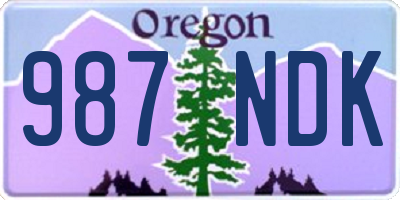 OR license plate 987NDK