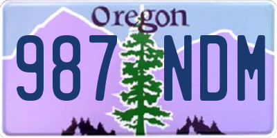 OR license plate 987NDM
