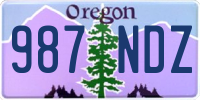 OR license plate 987NDZ
