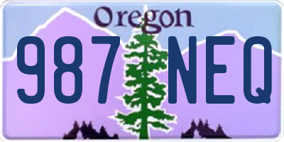 OR license plate 987NEQ