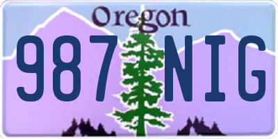 OR license plate 987NIG