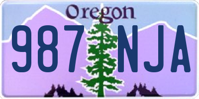 OR license plate 987NJA
