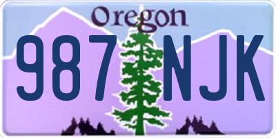 OR license plate 987NJK