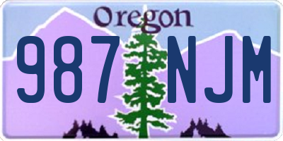 OR license plate 987NJM