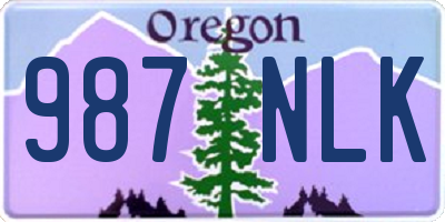 OR license plate 987NLK