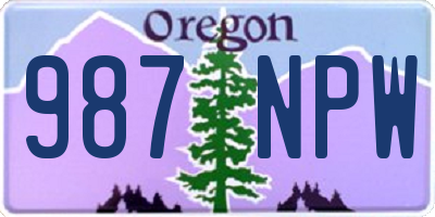 OR license plate 987NPW