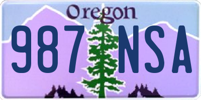OR license plate 987NSA