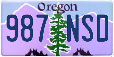 OR license plate 987NSD