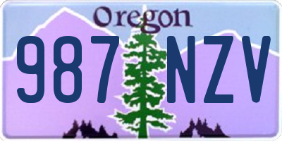 OR license plate 987NZV
