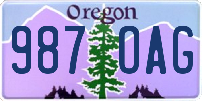 OR license plate 987OAG
