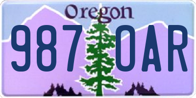 OR license plate 987OAR