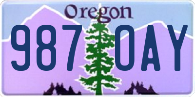 OR license plate 987OAY