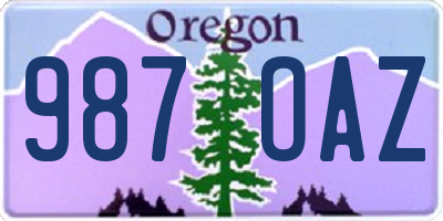 OR license plate 987OAZ