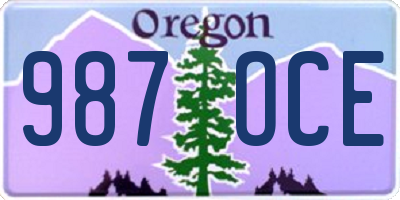 OR license plate 987OCE