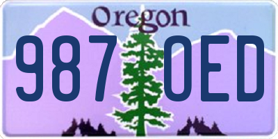 OR license plate 987OED