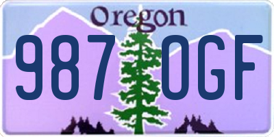 OR license plate 987OGF