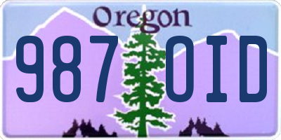 OR license plate 987OID