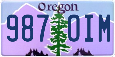 OR license plate 987OIM
