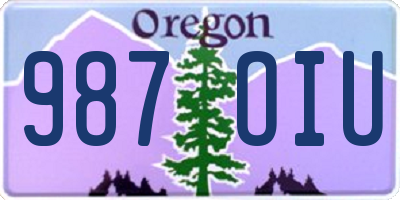 OR license plate 987OIU