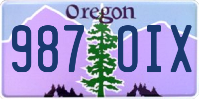 OR license plate 987OIX