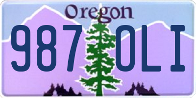 OR license plate 987OLI