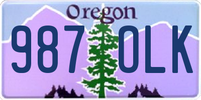 OR license plate 987OLK