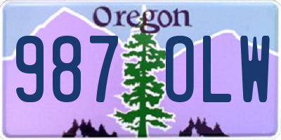 OR license plate 987OLW