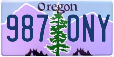 OR license plate 987ONY