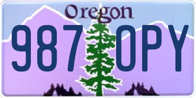 OR license plate 987OPY
