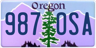 OR license plate 987OSA