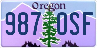 OR license plate 987OSF