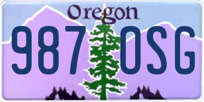 OR license plate 987OSG