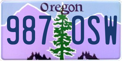 OR license plate 987OSW